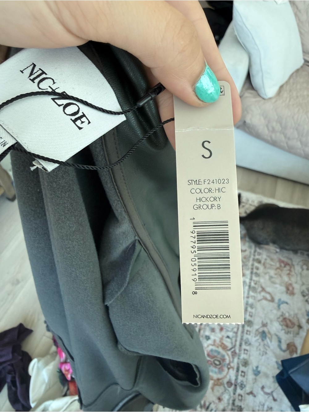 NIC+ZOE Hickory Gray Draped Top